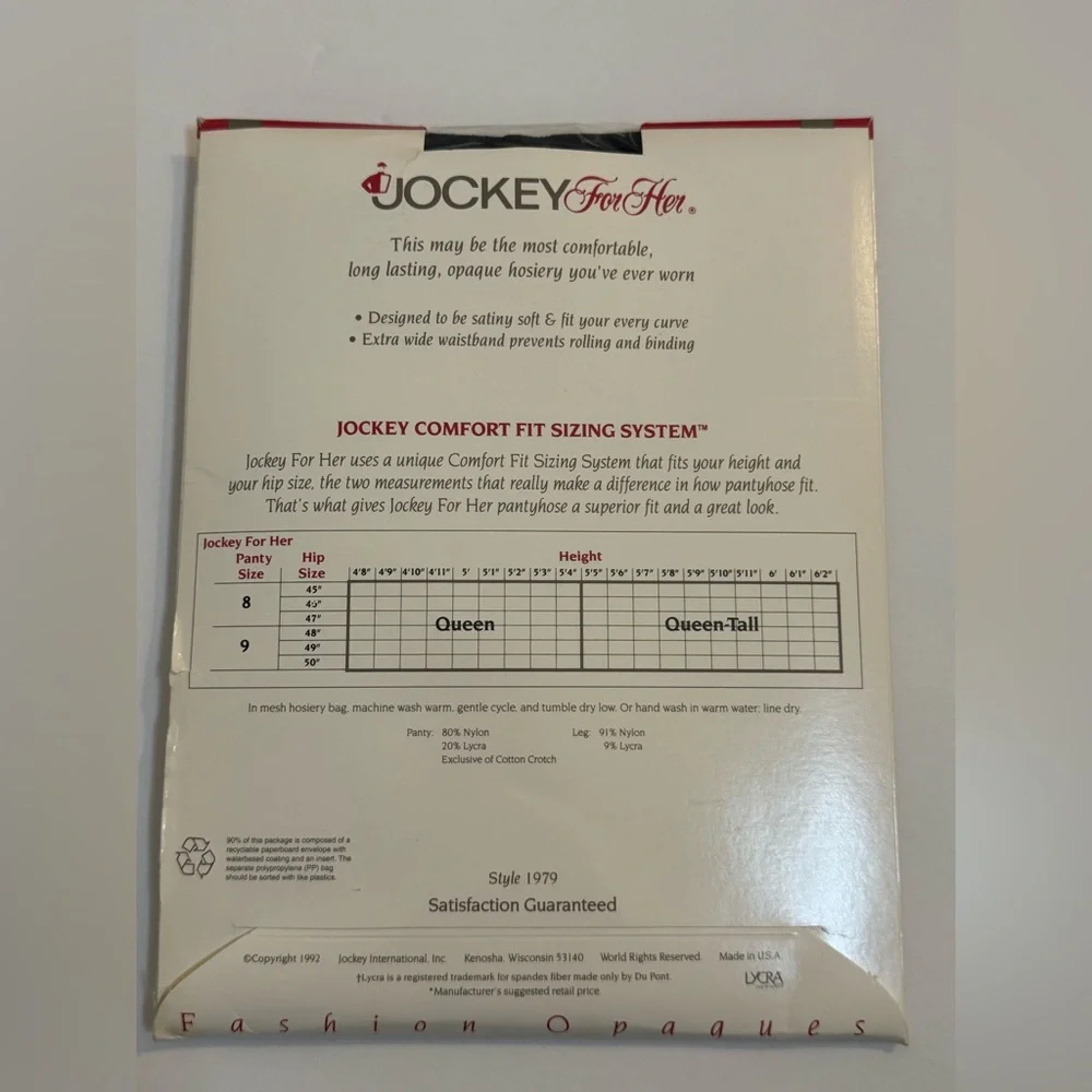 Jockey For Her Pantyhose Opaque Control Top Queen Navy‎ & Black LOT